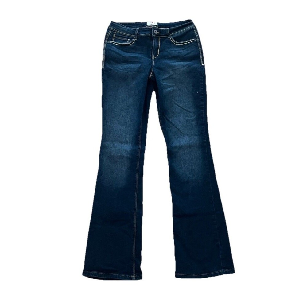 l.e.i. Dark Wash Bootleg Flare Jeans Juniors Sz 5 Low Rise Y2K